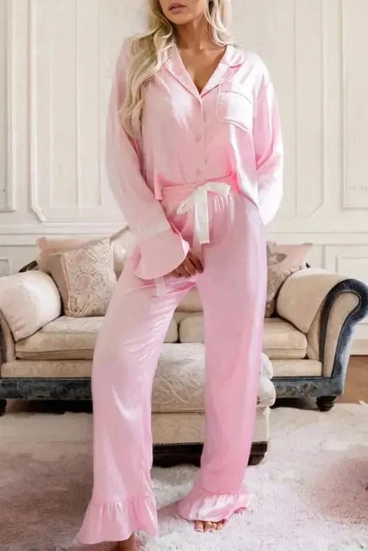 Pajama Sets Twilight Ties Satin Lounging Set