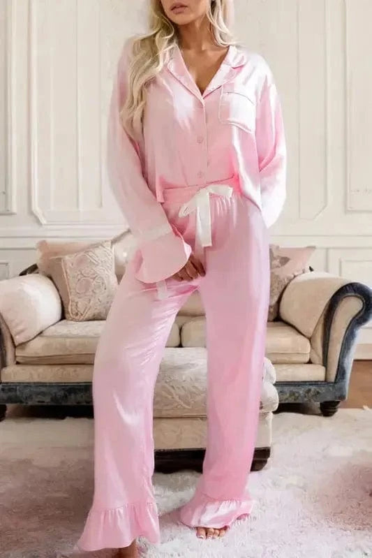 Pajama Sets Twilight Ties Satin Lounging Set