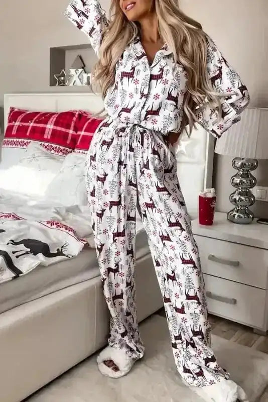 Pajama Sets White / S / 100%Viscose Christmas Morning Pajama Set