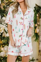 Pajama Sets White / S / 95%Polyester+5%Elastane Merry Mornings Shorts Pajama Set