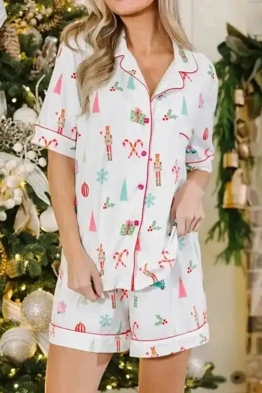 Pajama Sets White / S / 95%Polyester+5%Elastane Merry Mornings Shorts Pajama Set