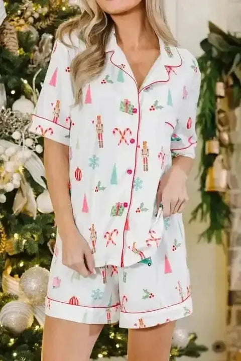 Pajama Sets White / S / 95%Polyester+5%Elastane Merry Mornings Shorts Pajama Set