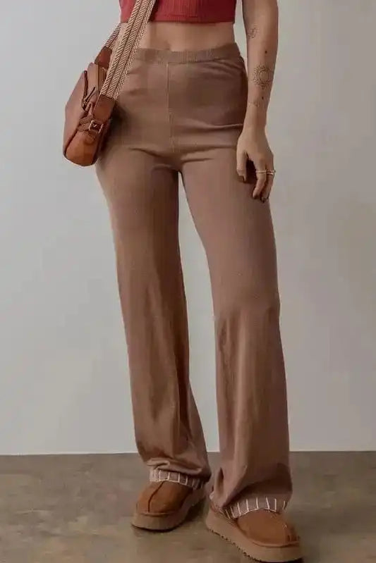 Pants Straw Yellow / S / 30%Polyester+25%Viscose+25%Acrylic+20%Polyamide Sunny Stride Knitted Pants