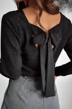 Party Tops Black / S / 71.5%Polyamide+23.9%Metallized fibres+4.6%Elastane Scarlet Sheen Bowknot Blouse