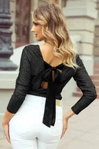 Party Tops Scarlet Sheen Bowknot Blouse