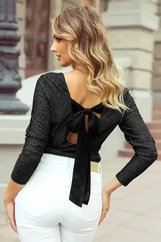 Party Tops Scarlet Sheen Bowknot Blouse