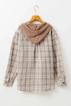 Plaid Shackets Plaid Loose Hooded Shacket