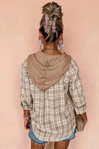 Plaid Shackets Plaid Loose Hooded Shacket