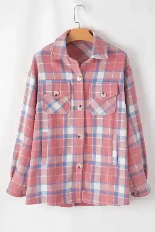 Plaid Shackets Sassy Plaid Button-Up Shacket