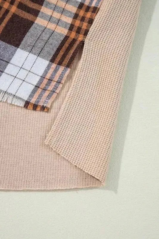 Plaid Shackets Thermal Plaid Patchwork Shacket