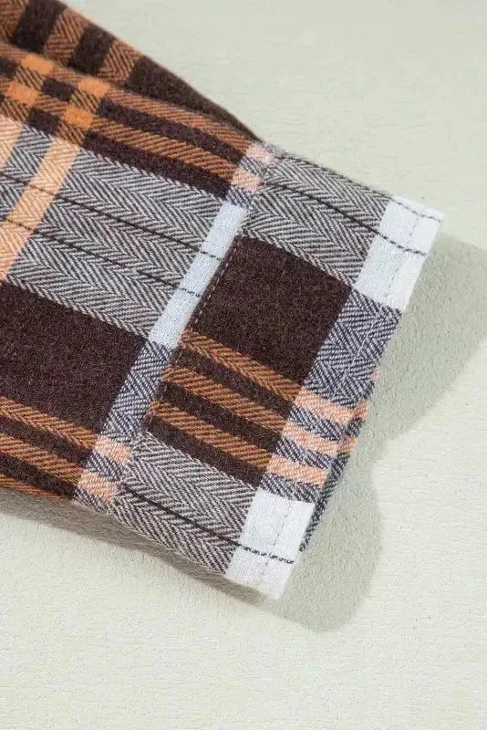 Plaid Shackets Thermal Plaid Patchwork Shacket