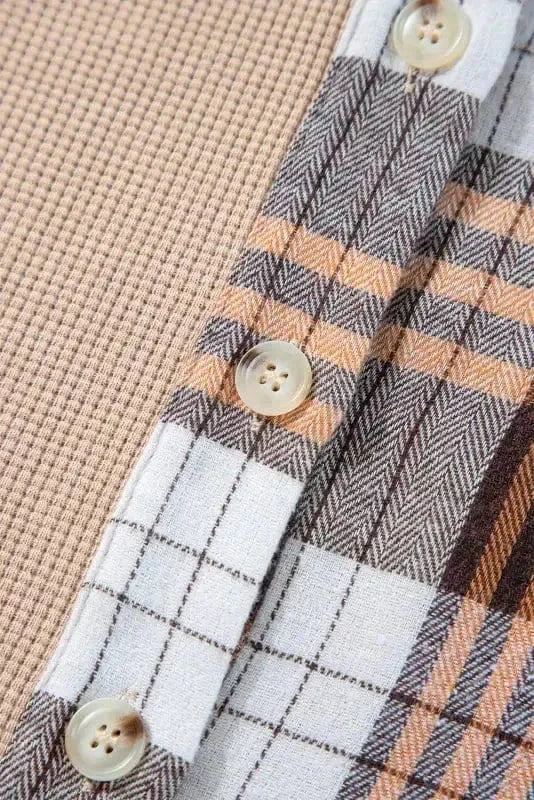 Plaid Shackets Thermal Plaid Patchwork Shacket