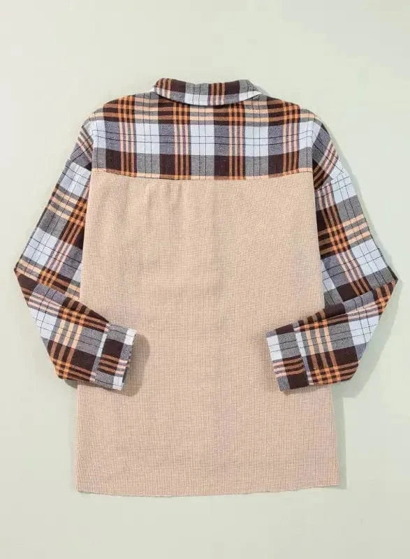 Plaid Shackets Thermal Plaid Patchwork Shacket