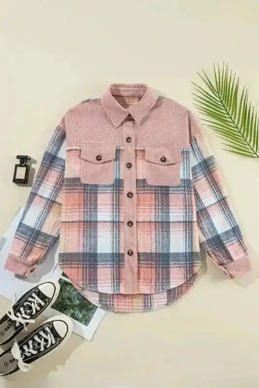 Plaid Shackets Urban Patch Plaid Shacket