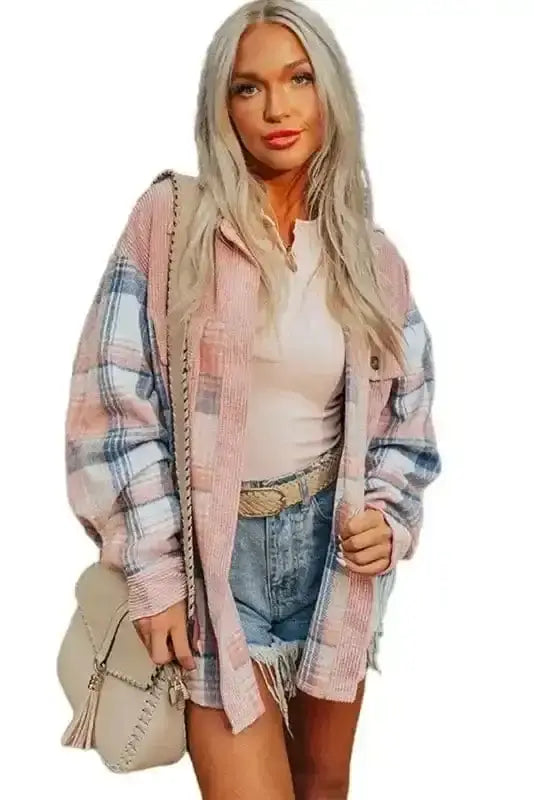 Plaid Shackets Urban Patch Plaid Shacket