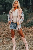 Plaid Shackets Urban Patch Plaid Shacket