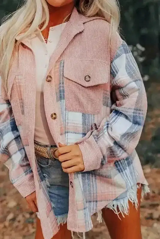 Plaid Shackets Urban Patch Plaid Shacket