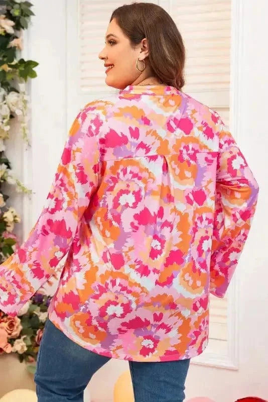 Plus Size Blouses Blossom Curve V-Neck Blouse