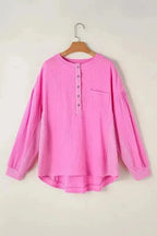 Plus Size Blouses Bonbon / 1X / 100%Cotton Buttoned Beauty Plus Blouse