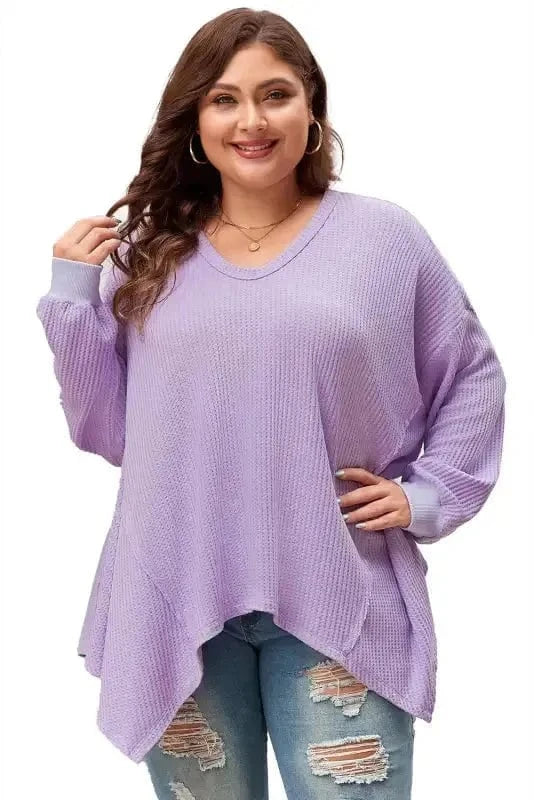 Plus Size Blouses Cozy Comfort Waffle Knit Top