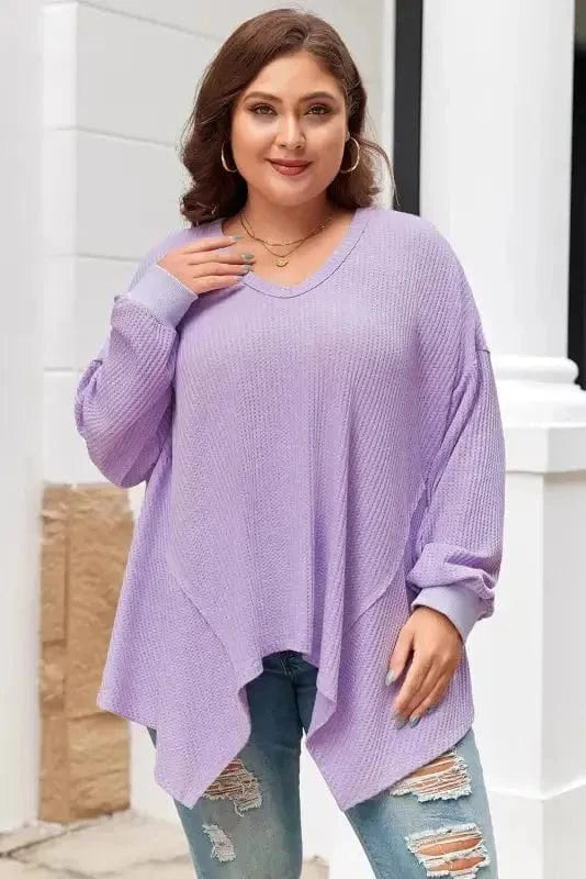 Plus Size Blouses Cozy Comfort Waffle Knit Top