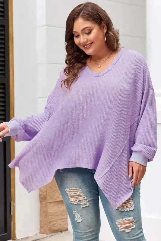 Plus Size Blouses Cozy Comfort Waffle Knit Top