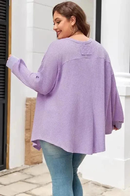 Plus Size Blouses Cozy Comfort Waffle Knit Top