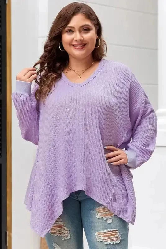 Plus Size Blouses Cozy Comfort Waffle Knit Top