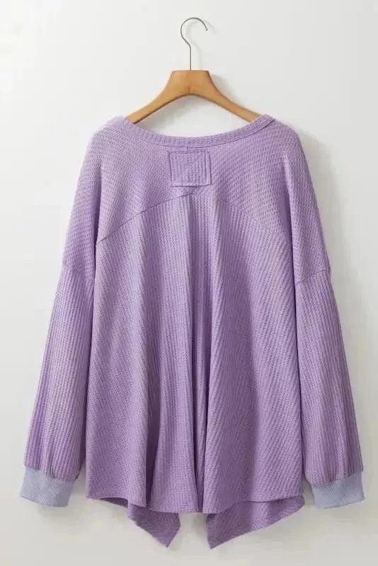 Plus Size Blouses Cozy Comfort Waffle Knit Top