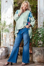 Plus Size Blouses Curvy Petal Patchwork Blouse