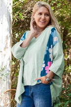 Plus Size Blouses Curvy Petal Patchwork Blouse