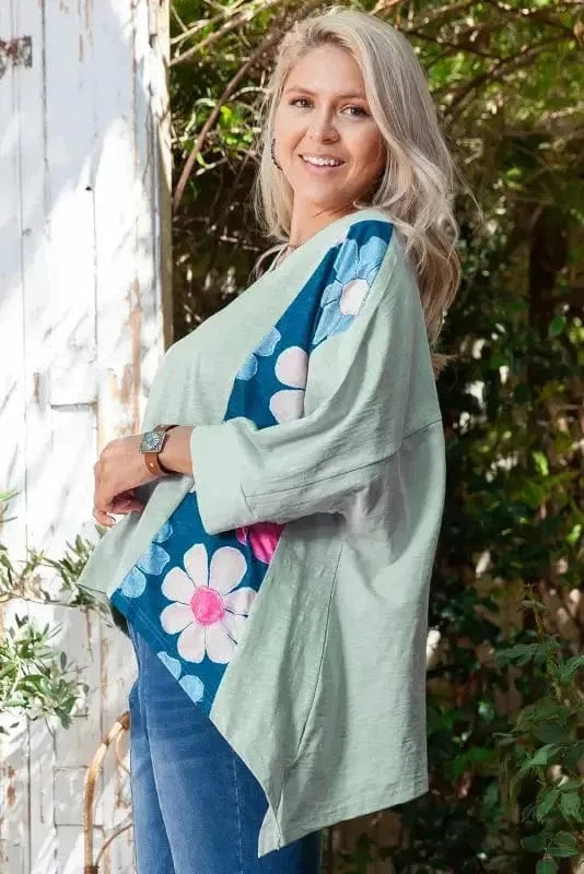 Plus Size Blouses Curvy Petal Patchwork Blouse