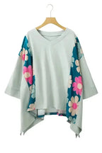 Plus Size Blouses Curvy Petal Patchwork Blouse