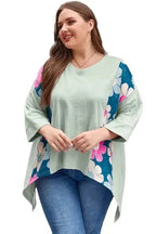 Plus Size Blouses Curvy Petal Patchwork Blouse