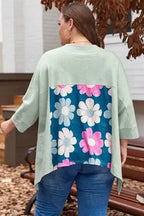 Plus Size Blouses Curvy Petal Patchwork Blouse