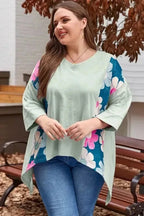 Plus Size Blouses Curvy Petal Patchwork Blouse