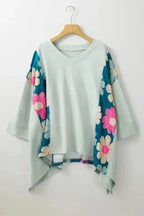 Plus Size Blouses Curvy Petal Patchwork Blouse