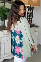 Plus Size Blouses Curvy Petal Patchwork Blouse