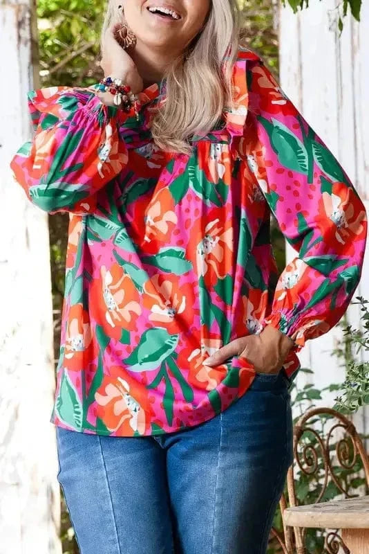 Plus Size Blouses Floral Elegance Plus Blouse