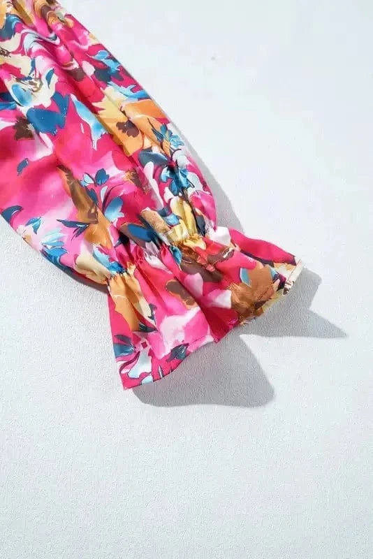 Plus Size Blouses Floral Mosaic Rib Knit Blouse