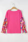 Plus Size Blouses Floral Mosaic Rib Knit Blouse