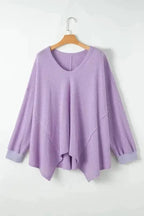 Plus Size Blouses Orchid Petal / 1X / 67%Polyester+30%Viscose+3%Elastane Cozy Comfort Waffle Knit Top