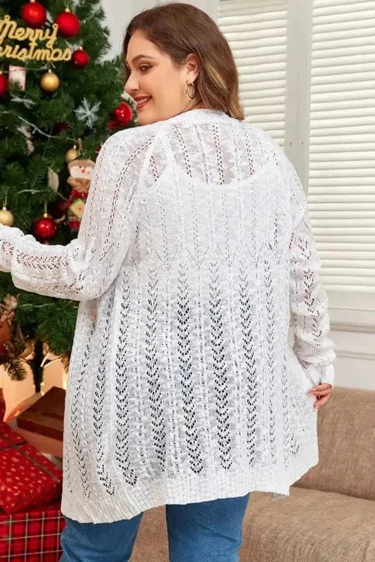 Plus Size Cardigans Cozy Comfort Plus Size White Eyelet Cardigan