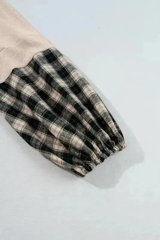 Plus Size Dresses Cozy Plaid Patchwork V-Neck Mini