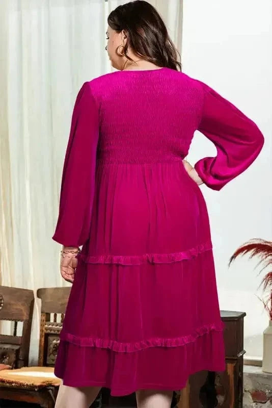 Plus Size Dresses Shirred Velvet Maxi Dress