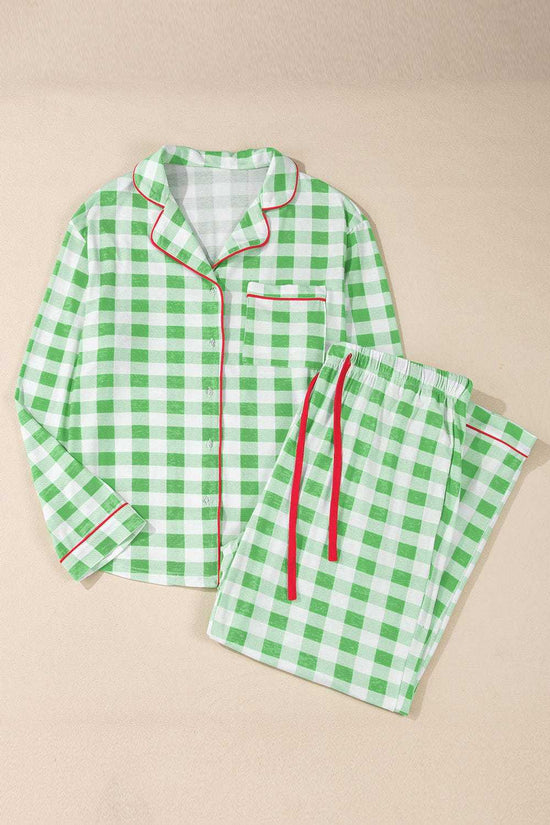 Plus Size Loungewear Evergreen Plaid Curve Pajama Set