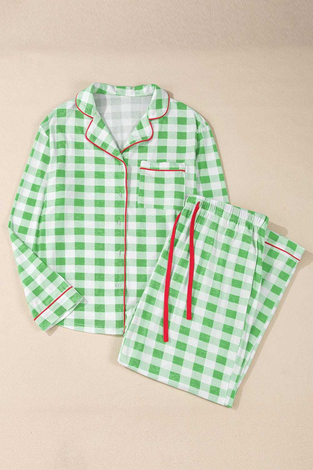 Plus Size Loungewear Evergreen Plaid Curve Pajama Set