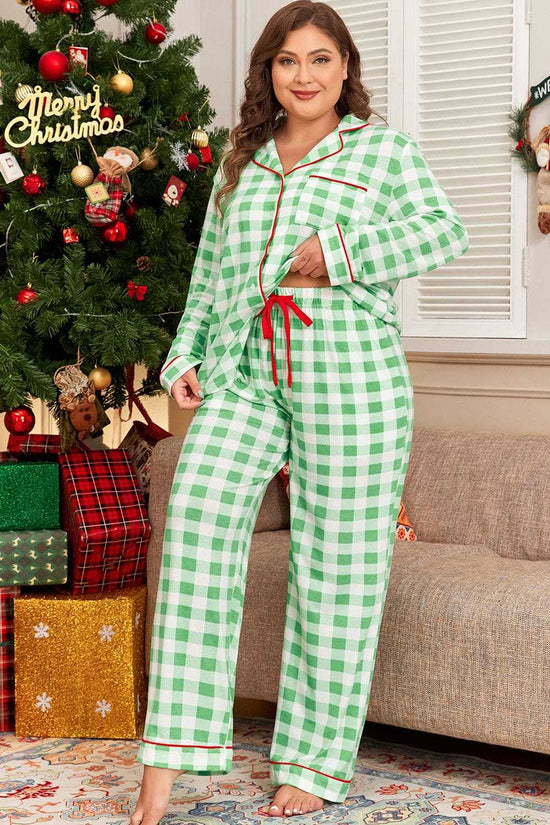 Plus Size Loungewear Evergreen Plaid Curve Pajama Set