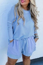 Plus Size Loungewear Light Blue / 1X / 75%Polyester+20%Viscose+5%Elastane Skyline Ribbed Lounge Set