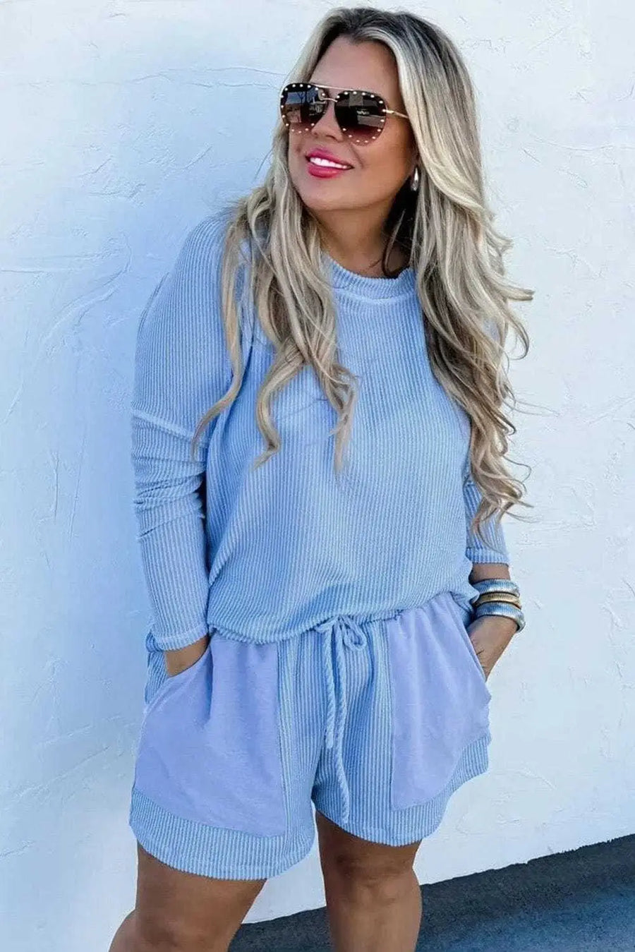 Plus Size Loungewear Skyline Ribbed Lounge Set